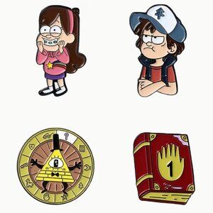 GRAVITY FALLS ENAMEL PIN 4 PIECE SET-1.25" TALL-NWT!